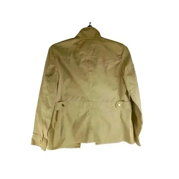 J Crew Womens Jacket Beige Full Zip Button Pocket Cotton Twill Mock Neck Size M - Picture 2 of 15